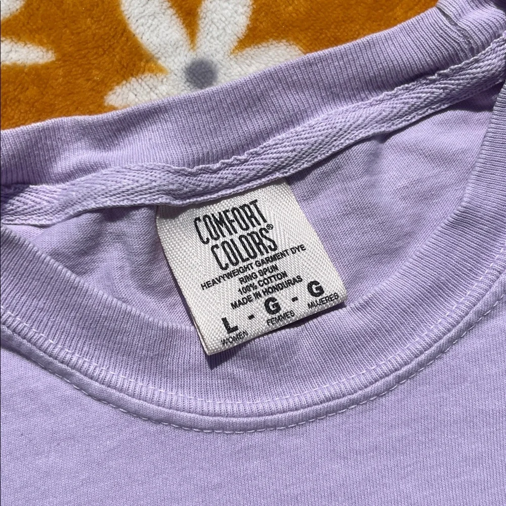 COMFORT COLORS Lilac/Pastel Pink 'Brunch Club' Heavyweight Cotton Cropped Tee Lg